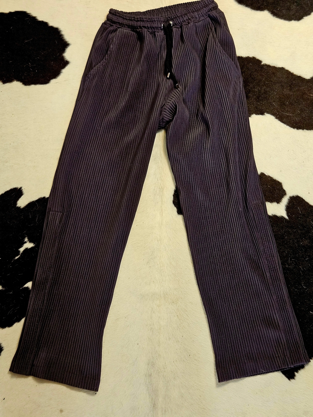 BENKLARK Off Court Designer Men's Ribbed Jogger Sweatpants in Charcoal Sz M